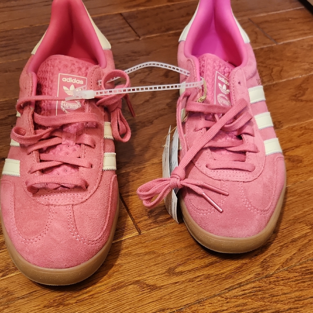 adidas Pink Suede Gazelle Women's Sneakers with White Stripes